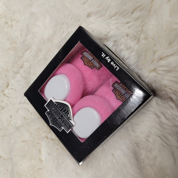 Harley Davidson Hot Pink Boxed Bootie Slippers Baby Infant 0-3 Months Girl Gift - Picture 2 of 6